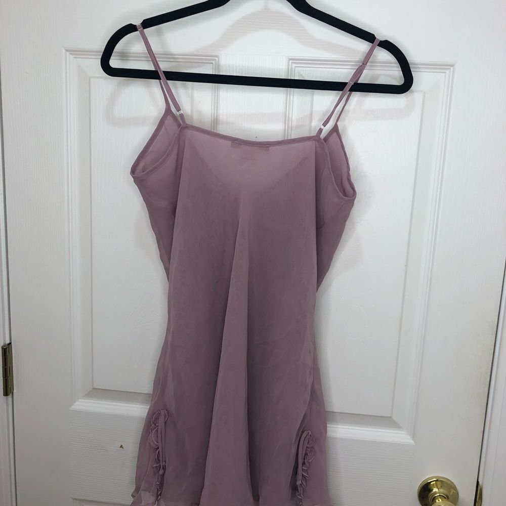 Sensara dusty pink sheer tank blouse with adjustable straps, size medium - Picture 4 of 14